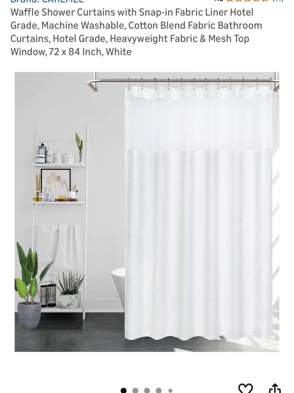 White Waffle Shower Curtain - Hotel-Style Cotton Blend
